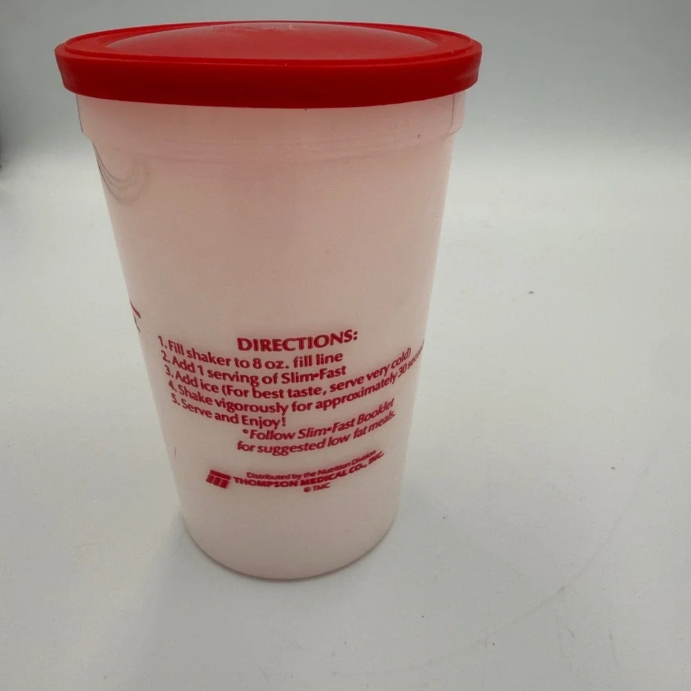 Vintage Slim-Fast Shaker Cup with Red Lid Thompson Medical Co Retro 8oz Shaker